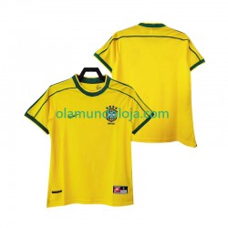 Camisola Brasil Retro Homem Equipamento Primeiro 1998 Manga Curta